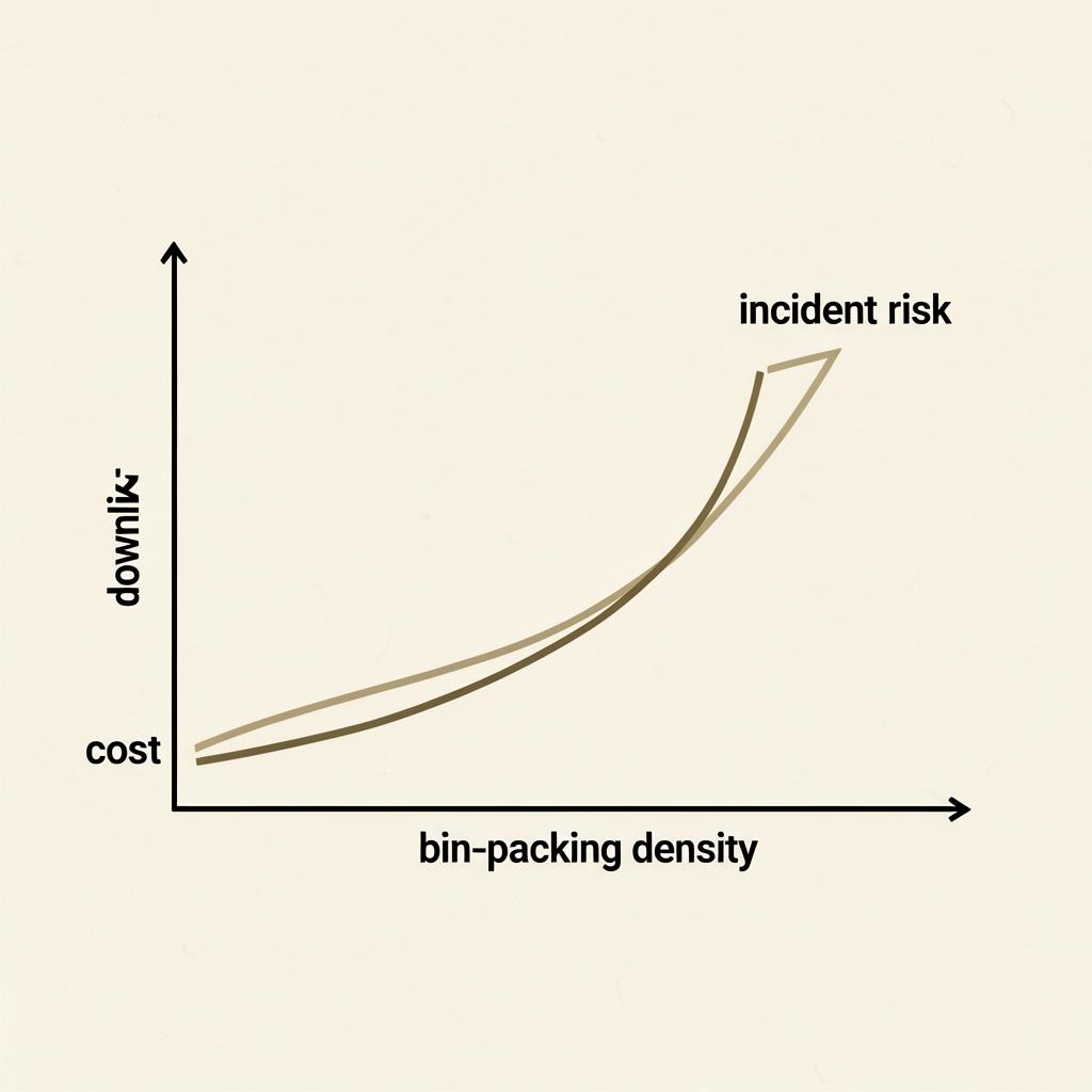 Cost vs reliability tradeoff curve for Kubernetes bin-packing